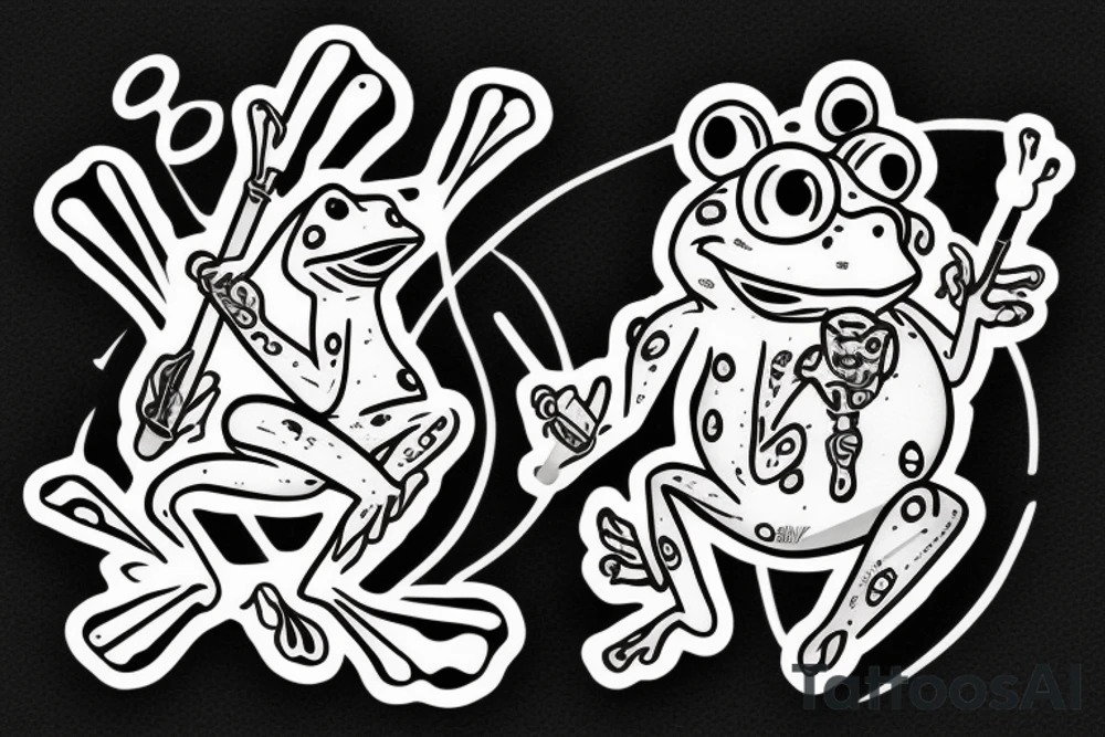 A frog who smok a pipe tattoo idea