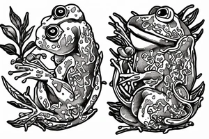 A frog who smok a pipe tattoo idea