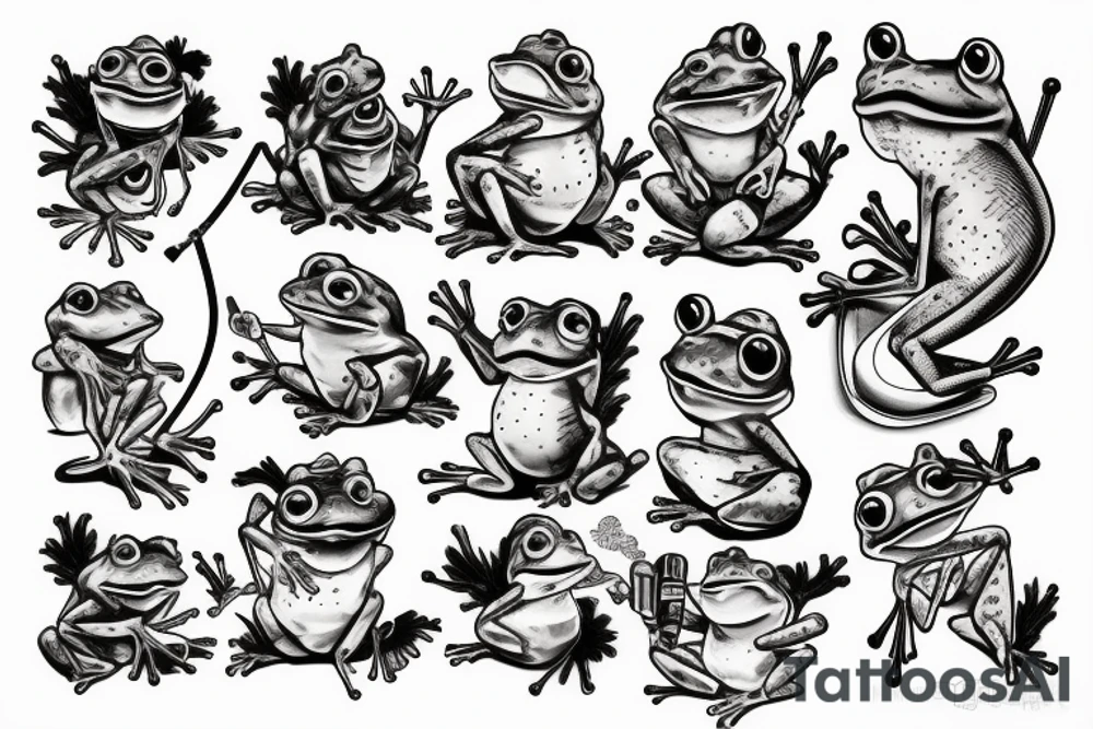 A frog who smok a pipe tattoo idea