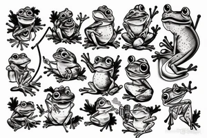 A frog who smok a pipe tattoo idea