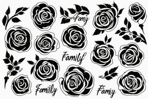 family with a rose tattoo idea