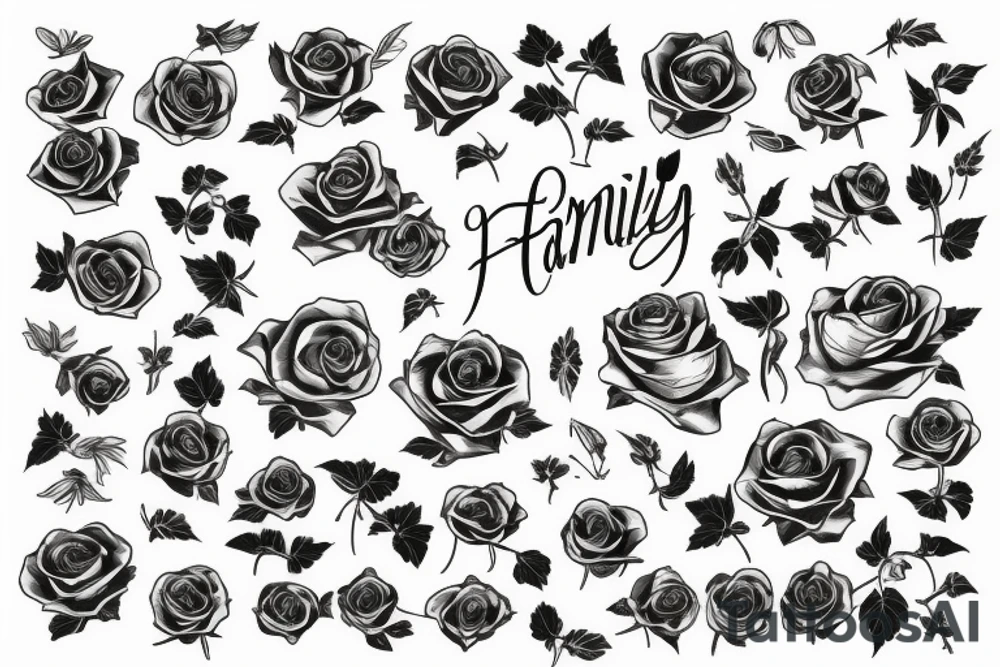 family with a rose tattoo idea