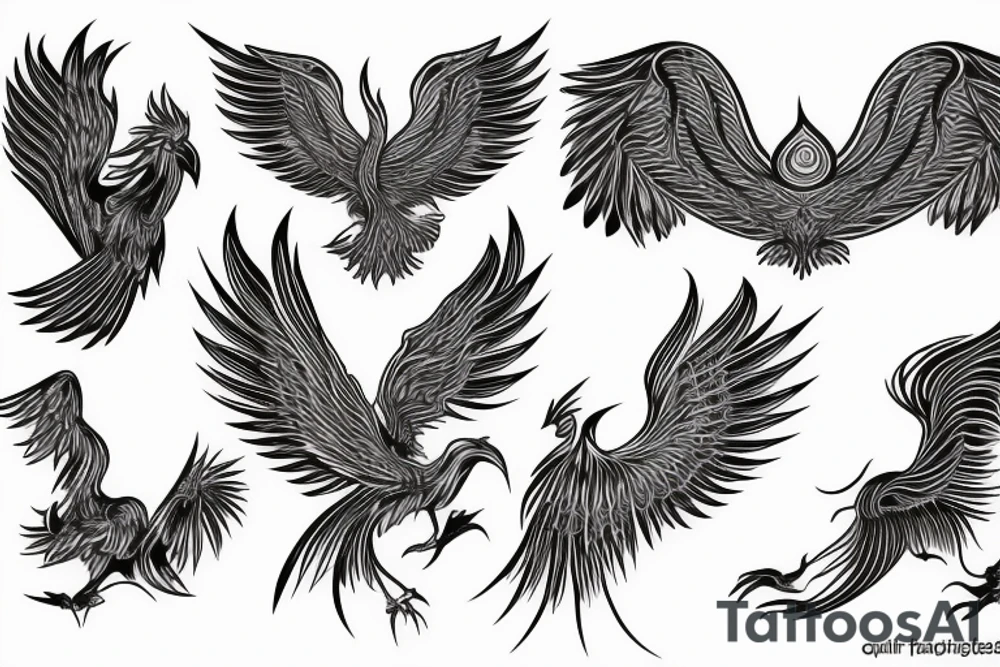 geometric phoenix abstract tattoo idea