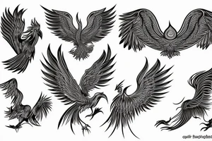 geometric phoenix abstract tattoo idea