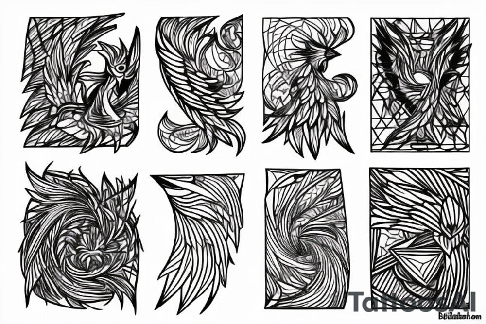 geometric phoenix abstract tattoo idea