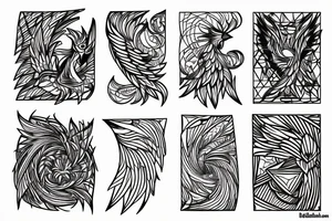 geometric phoenix abstract tattoo idea