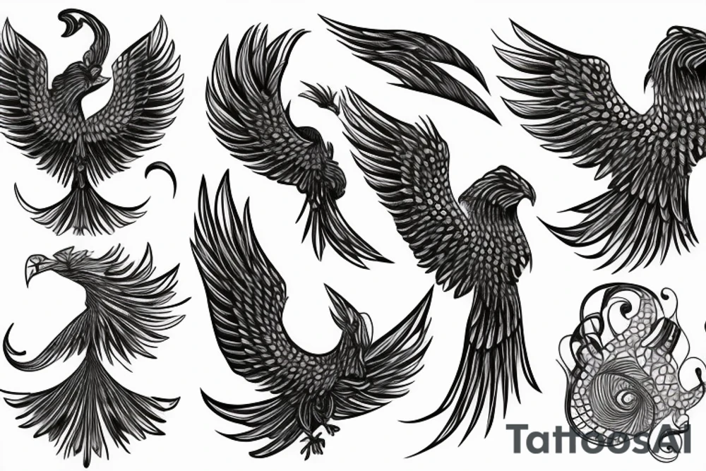 geometric phoenix tattoo idea