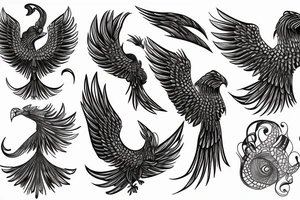 geometric phoenix tattoo idea