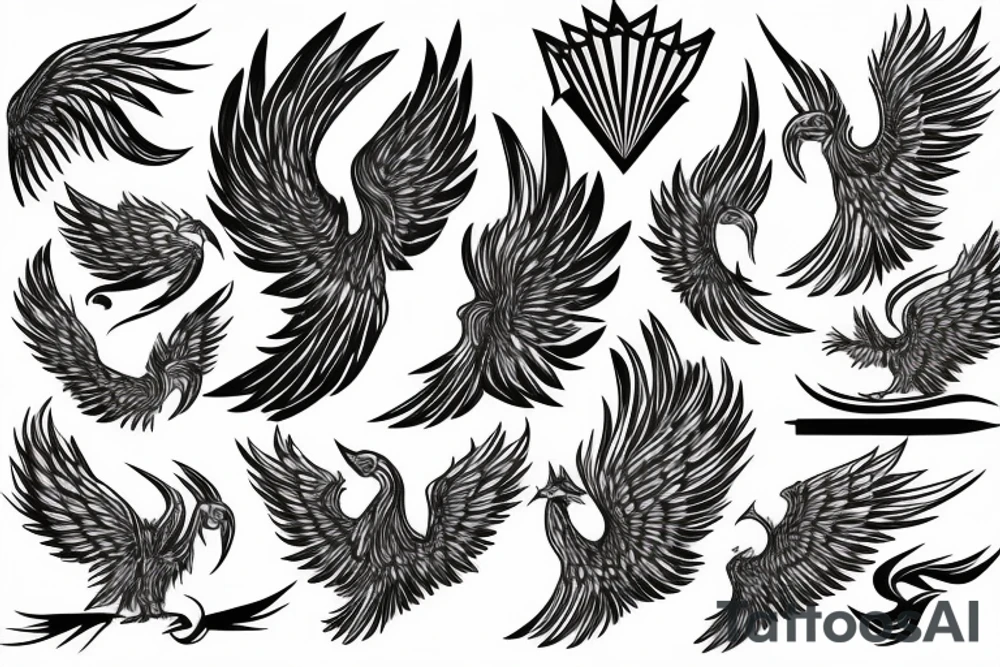 geometric phoenix tattoo idea