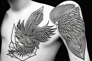 geometric phoenix with shapes around it tattoo idea