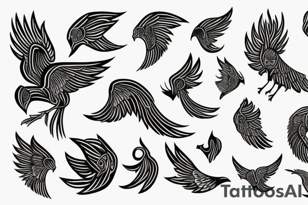 geometric phoenix with shapes around it tattoo idea