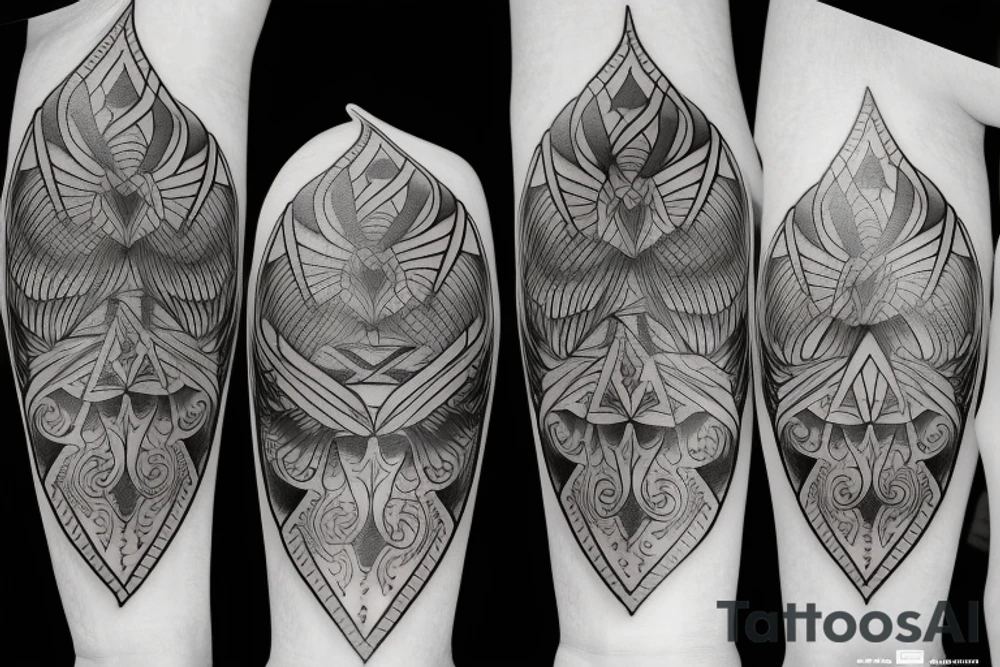 geometric phoenix tattoo idea