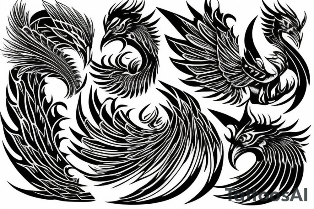 geometric phoenix tattoo idea