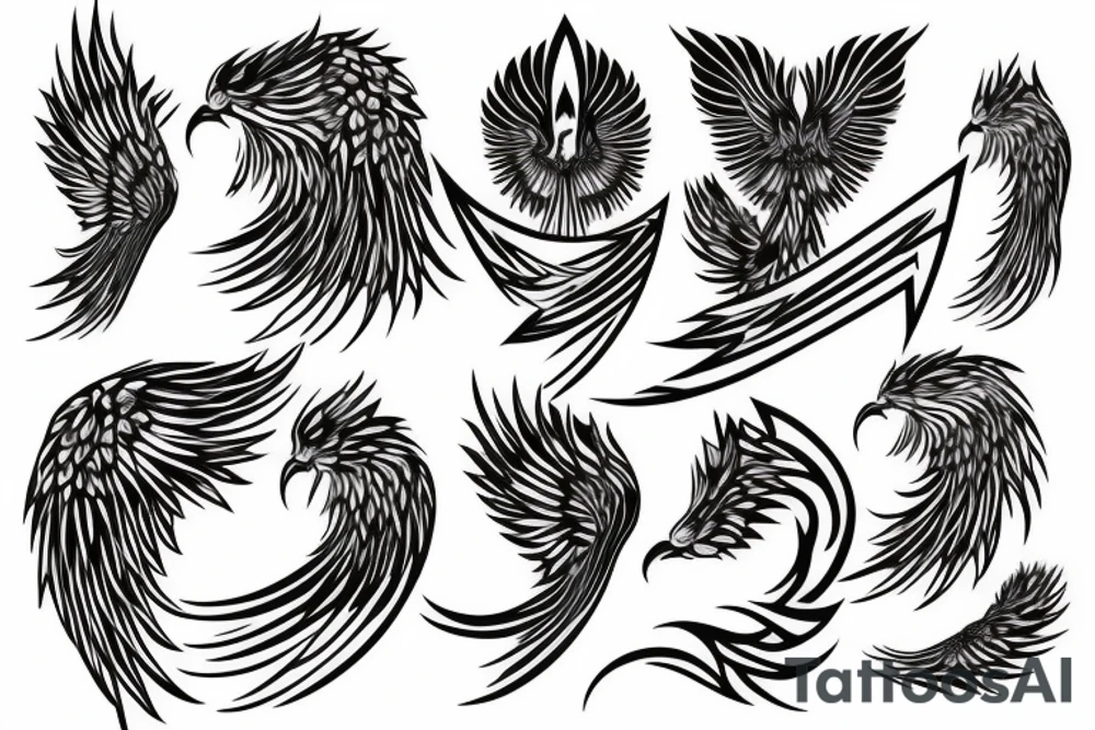 geometric phoenix tattoo idea