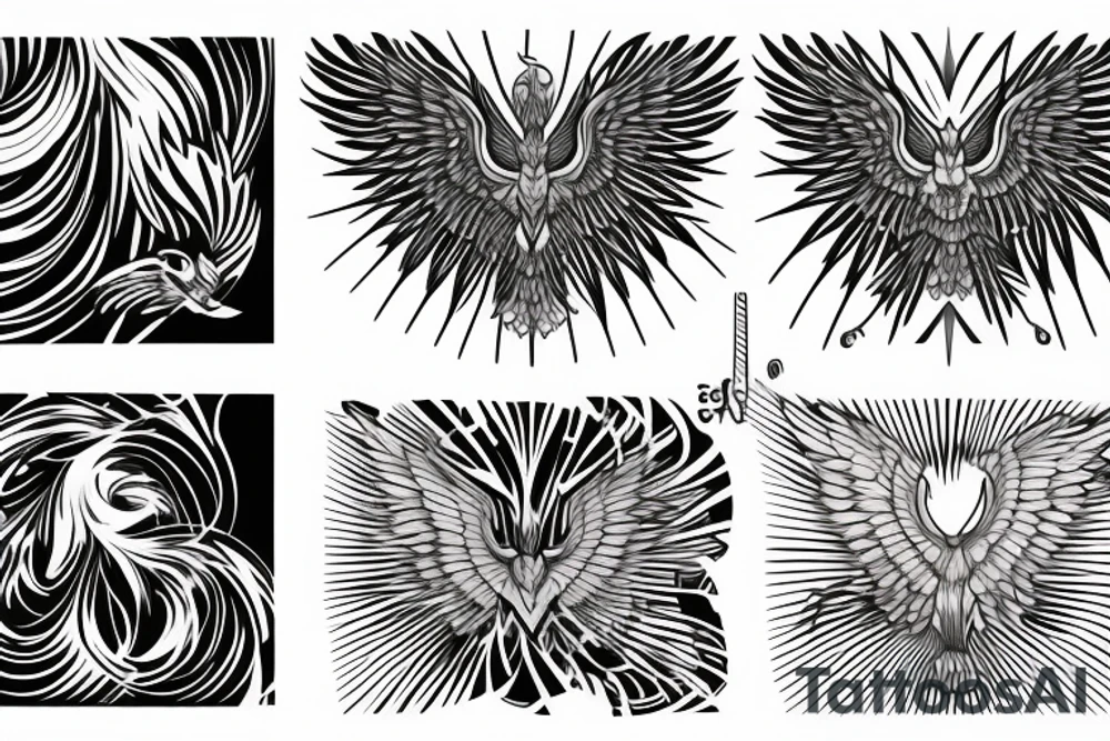 geometric phoenix tattoo idea