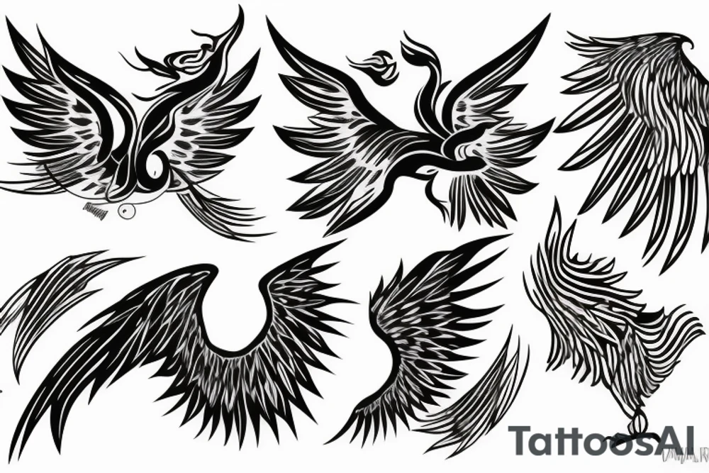 phoenix with abstract shapes tattoo idea