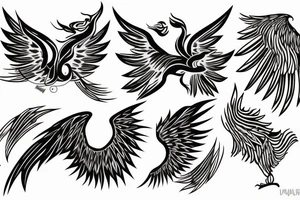 phoenix with abstract shapes tattoo idea