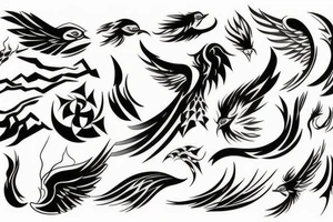 phoenix with abstract shapes tattoo idea