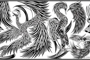 phoenix with abstract design surrounding it tattoo idea