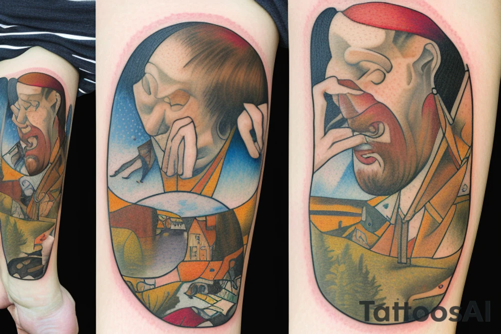 Man crying in window tattoo idea