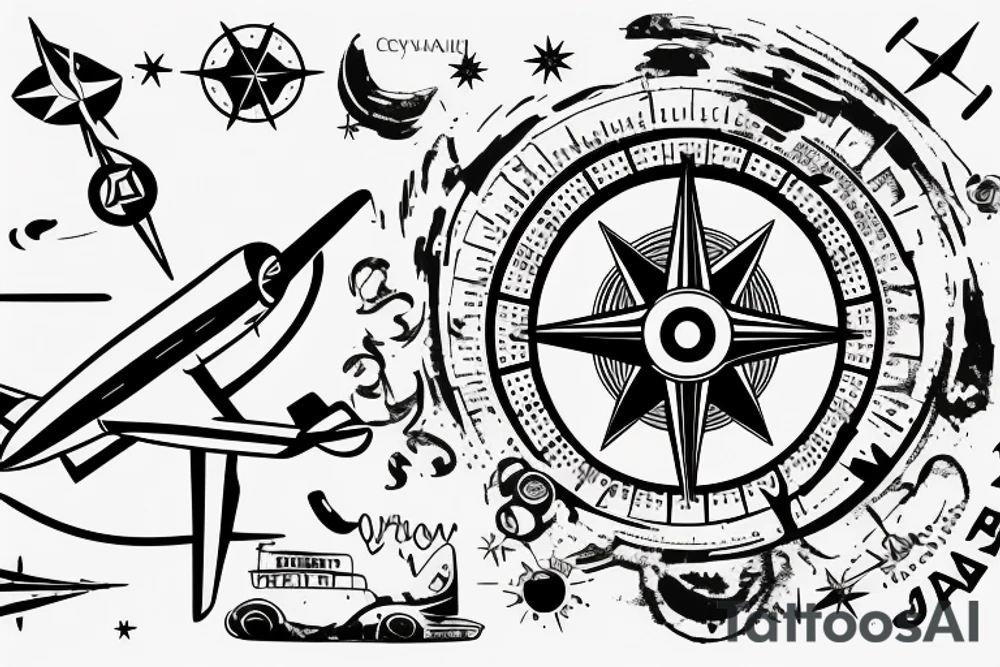 minimalist compass, cessna 180 plane, juan14:6, australia, coordinates of sydney australia tattoo idea