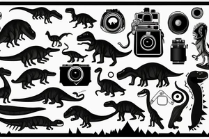 dinosaur with Photo camera tattoo idea