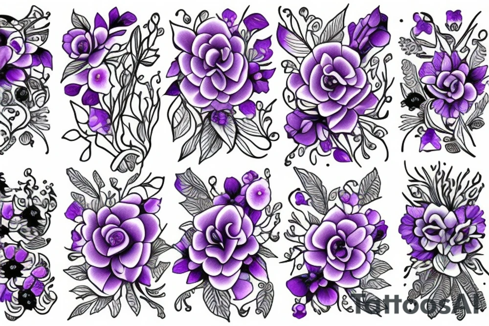 violet flower tattoo idea