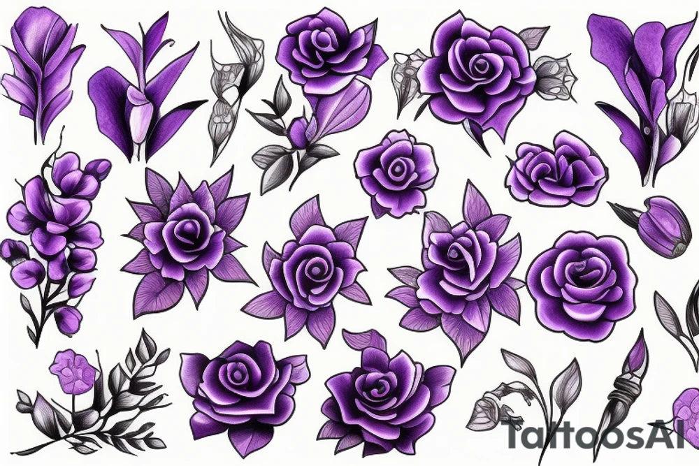 violet flower tattoo idea