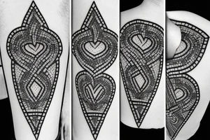 Black and white mosaic tattoo with hints of color tattoo idea