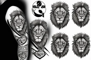 Lion father strong with three cubs strong independant tattoo idea