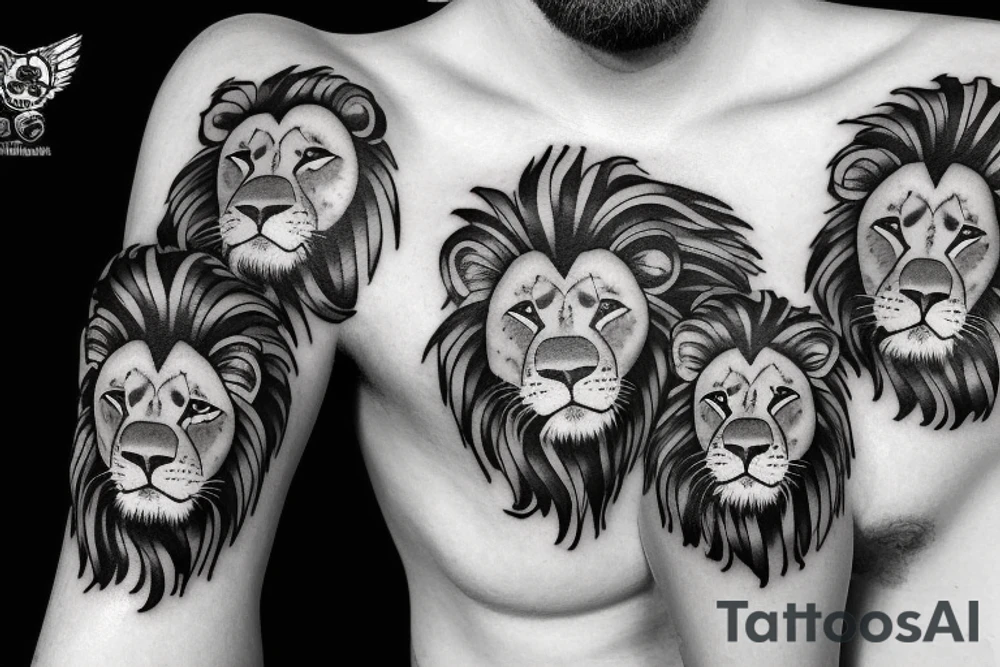 Lion father strong with three cubs strong independant tattoo idea Lion father strong with three cubs strong independant tattoo idea