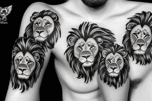 Lion father strong with three cubs strong independant tattoo idea
