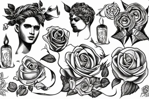 Greek god with rose tattoo idea