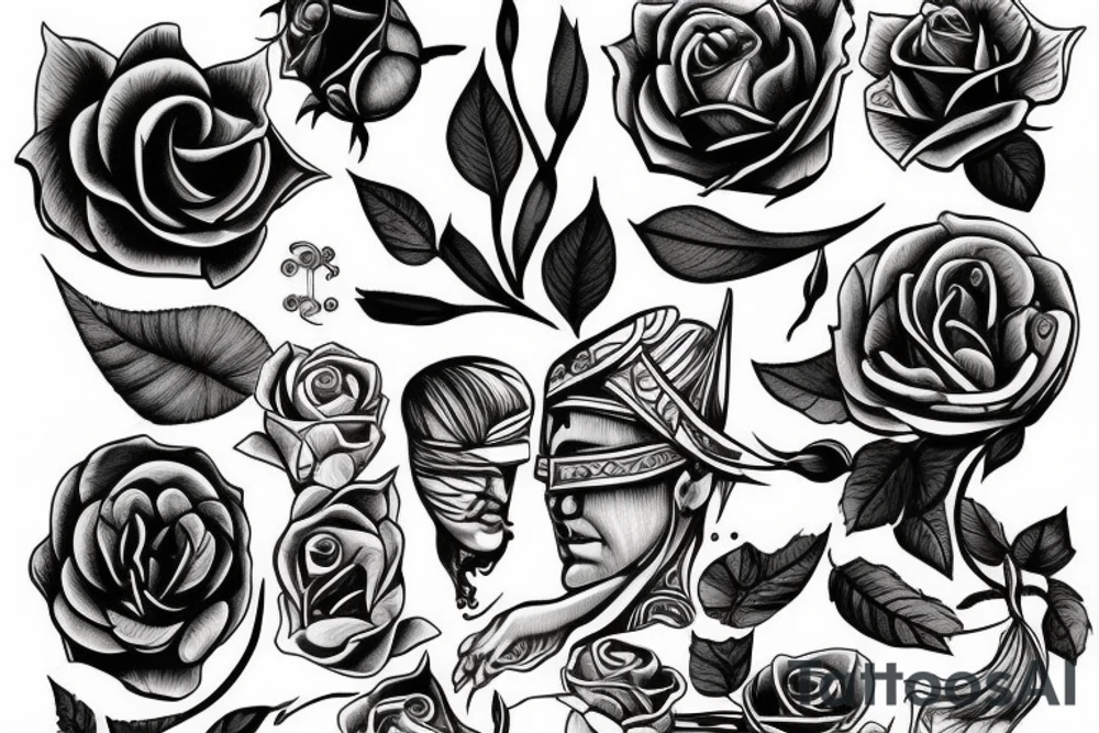 Greek god with rose tattoo idea