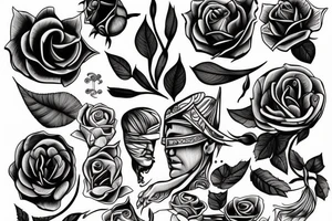 Greek god with rose tattoo idea