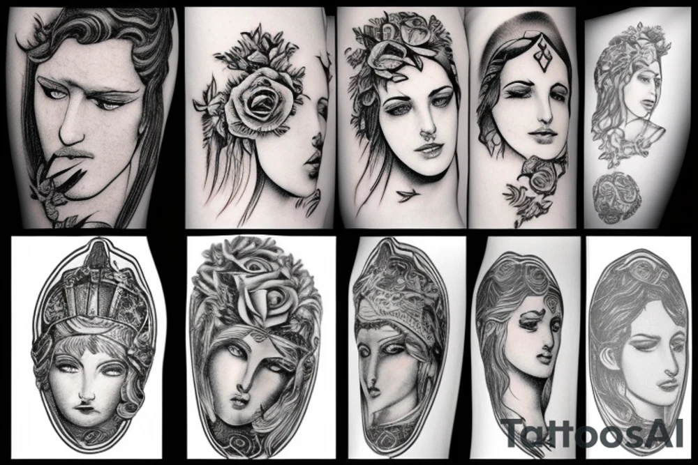 Greek god with rose tattoo idea