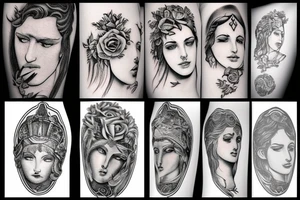 Greek god with rose tattoo idea