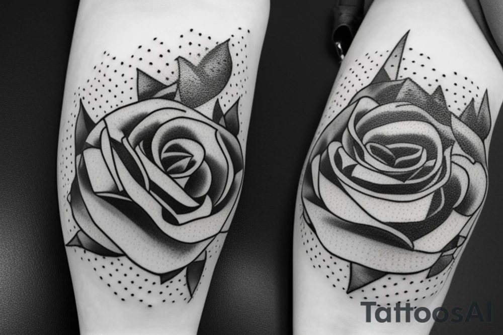 Black and white, including rose buds two pocket watches and done in dot work tattoo idea