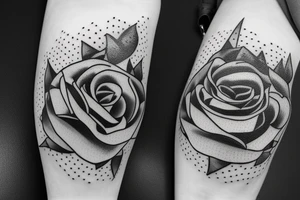 Black and white, including rose buds two pocket watches and done in dot work tattoo idea