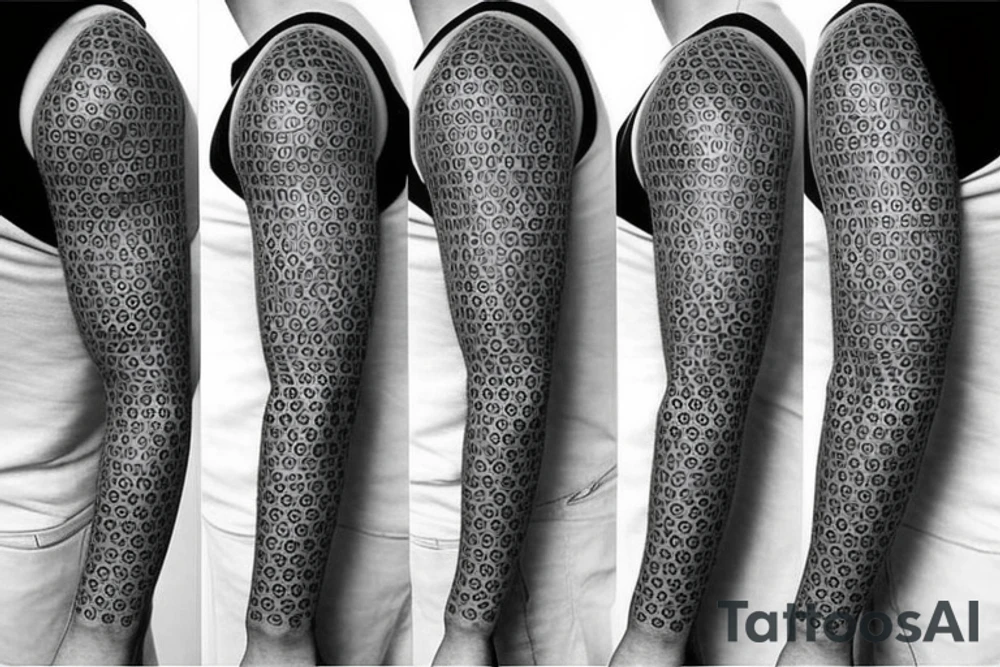 Dot work geometric sleeve tattoo idea
