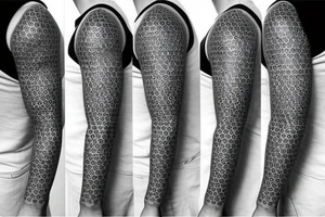 Dot work geometric sleeve tattoo idea