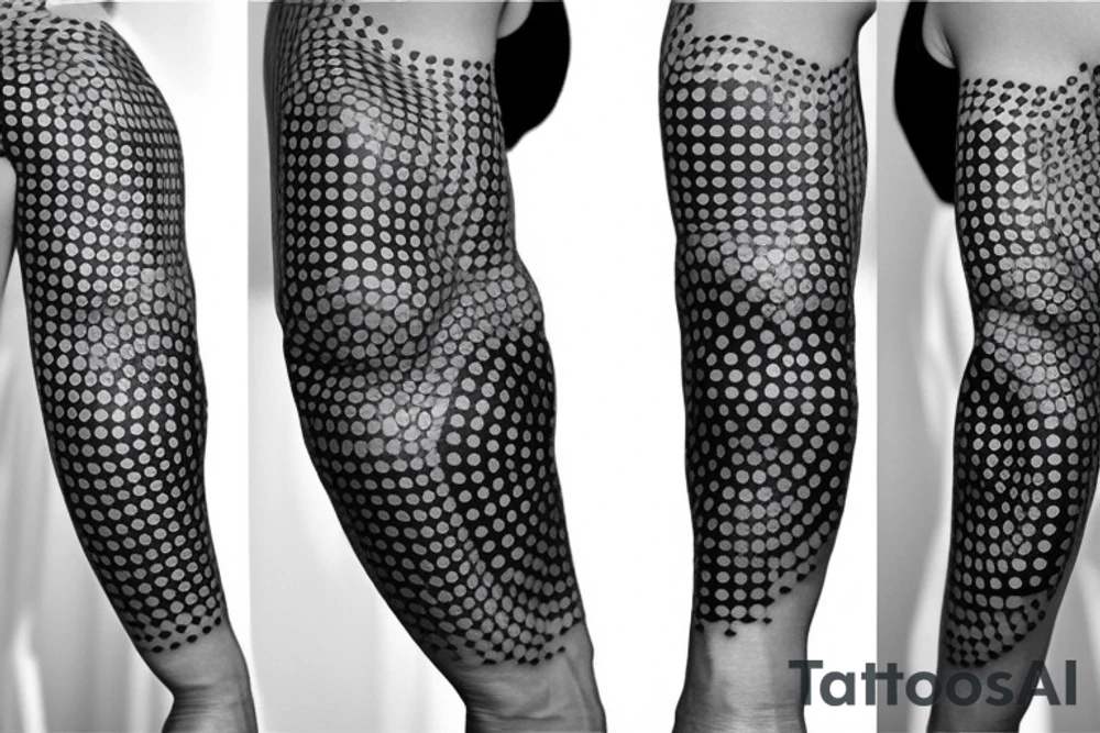 Dot work geometric sleeve tattoo idea