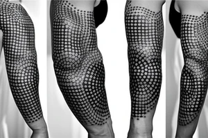 Dot work geometric sleeve tattoo idea