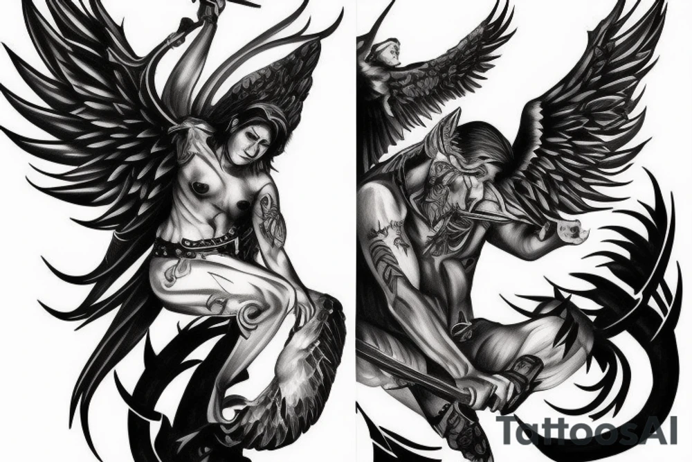 Angelic and Devil both in same person. Warrior mindset tattoo idea Angelic and Devil both in same person. Warrior mindset tattoo idea