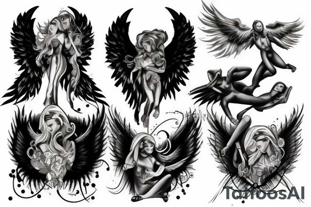 Angel and devil tattoo idea