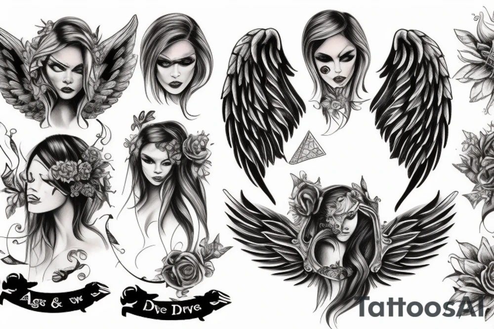 Angel and devil tattoo idea