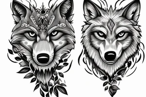 Wolf walk through forest skulls tattoo idea