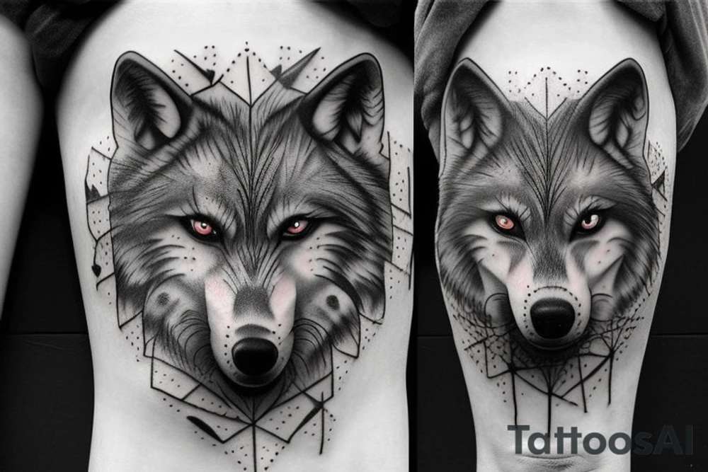 Wolf walk through forest skulls tattoo idea