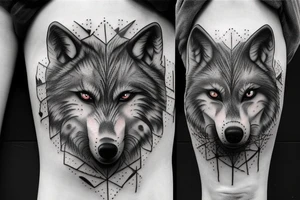 Wolf walk through forest skulls tattoo idea