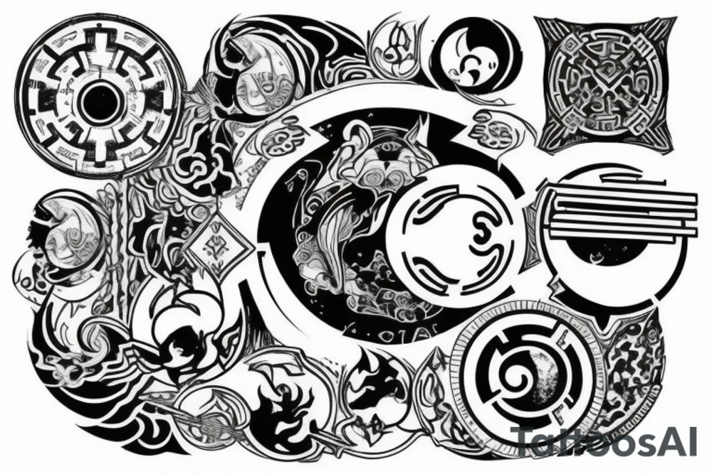 sketch a design of detailed tattoo with the yin yang symbol themed star wars tattoo idea